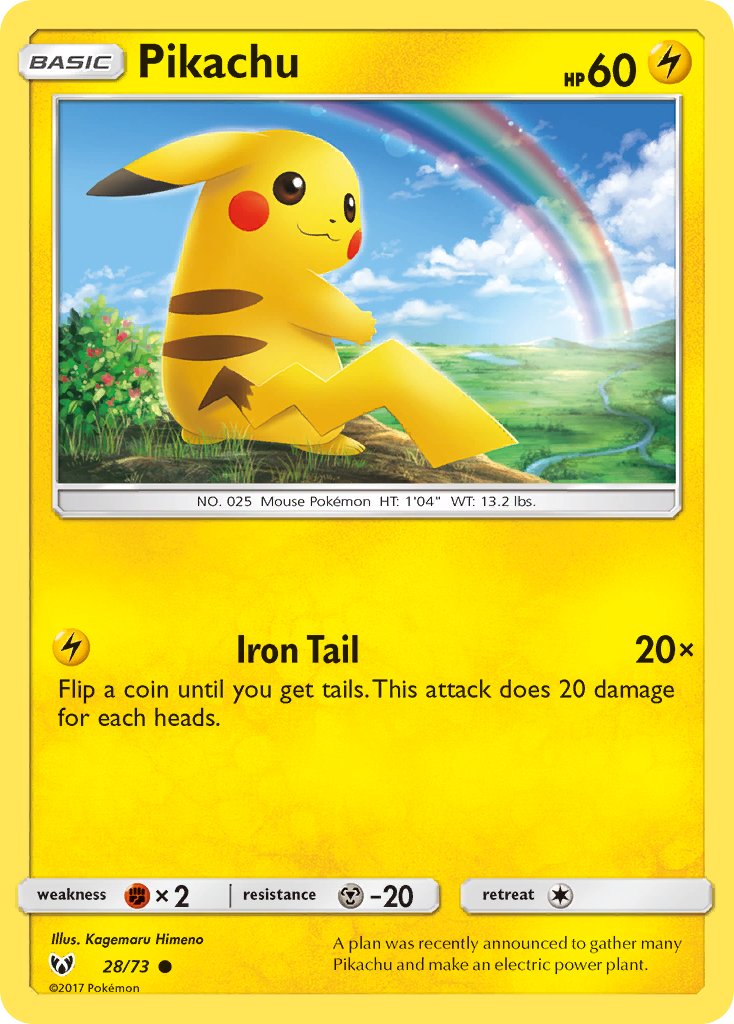 Pikachu (28/73) (Lets Play, Pikachu Cracked Ice Holo) (Theme Deck Exclusives) [Sun & Moon: Shining Legends] | Eastridge Sports Cards & Games