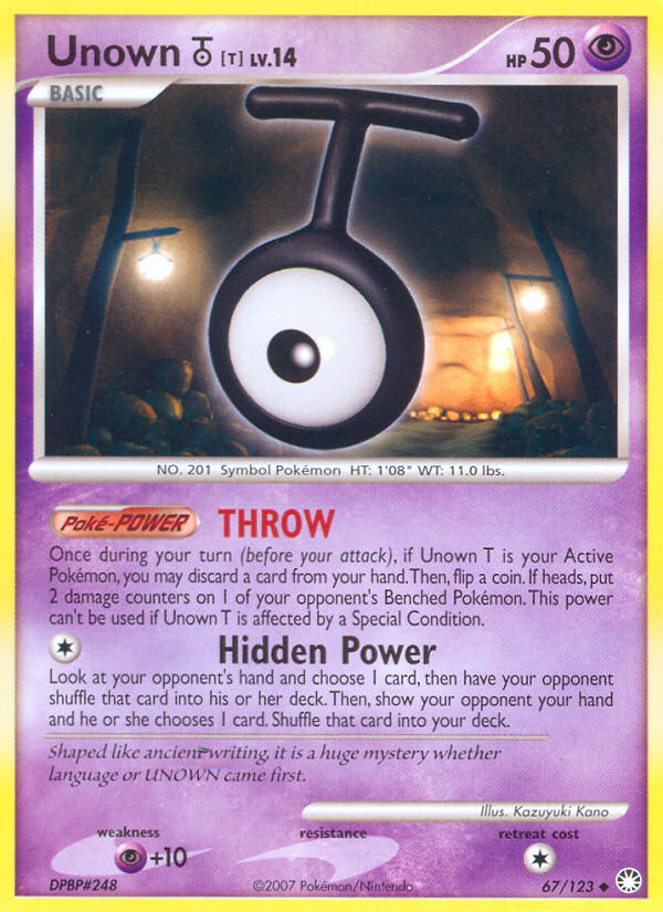 Unown T (67/123) [Diamond & Pearl: Mysterious Treasures] | Eastridge Sports Cards & Games
