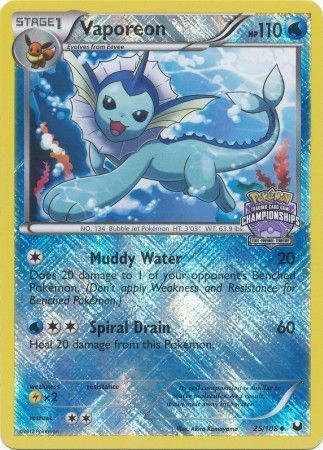 Vaporeon (25/108) (State Province Championship 2013 Promo) [Black & White: Dark Explorers] | Eastridge Sports Cards & Games