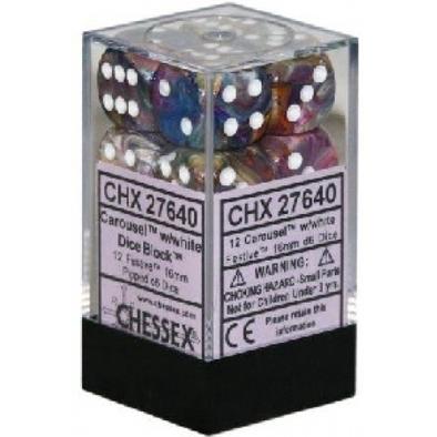 CHESSEX Festive 12D6 Carousel/White 16MM (CHX27640) | Eastridge Sports Cards & Games