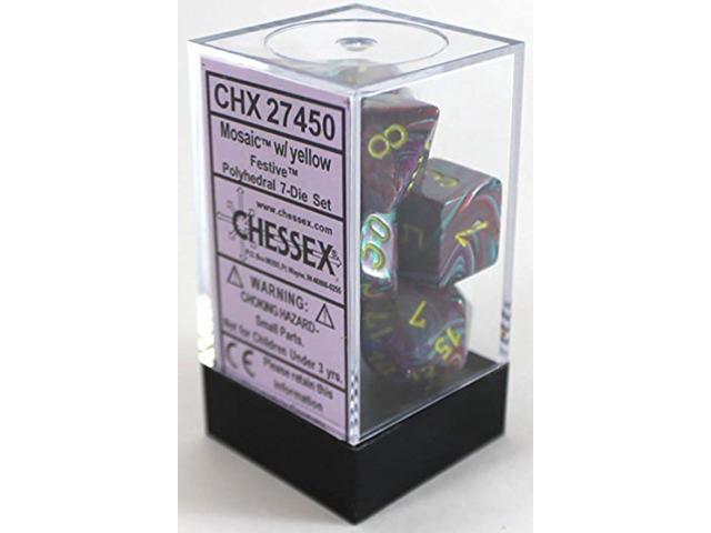 CHESSEX FESTIVE 7-DIE SET MOSAIC/YELLOW (CHX27450) | Eastridge Sports Cards & Games