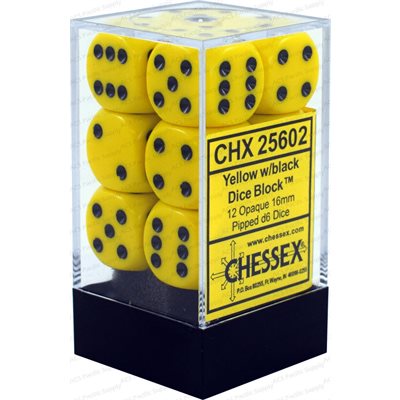 CHESSEX Opaque 12D6 Yellow/Black 16MM (CHX25602) | Eastridge Sports Cards & Games