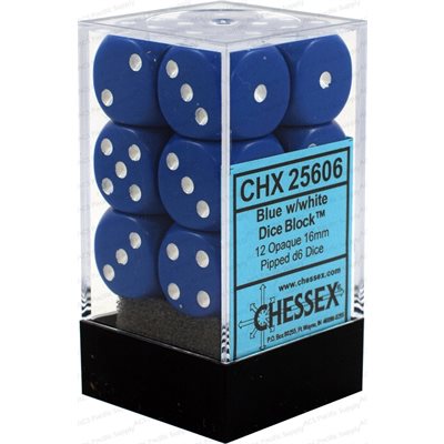 CHESSEX Opaque 12D6 Blue/White 16MM (CHX25606) | Eastridge Sports Cards & Games
