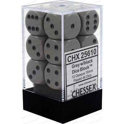 CHESSEX Opaque 12D6 Dark Grey/Black 16MM (CHX25610) | Eastridge Sports Cards & Games