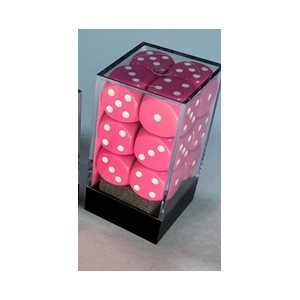 CHESSEX Opaque12D6 Pink/White 16MM (CHX25644) | Eastridge Sports Cards & Games