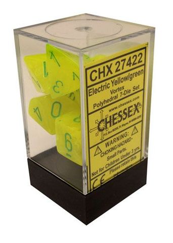 CHESSEX VORTEX 7-DIE SET ELECTRIC YELLOW/GREEN (CHX27422) | Eastridge Sports Cards & Games