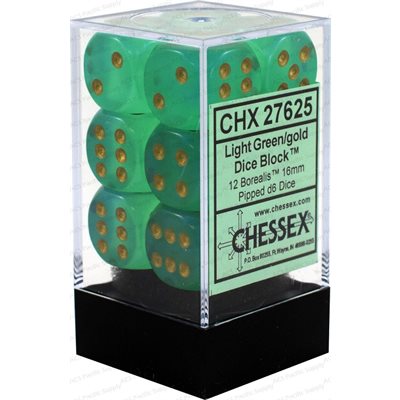 CHESSEX Borealis 12D6 Light Green/Gold 16MM (CHX27625) | Eastridge Sports Cards & Games