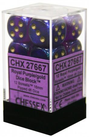 CHESSEX Borealis 12D6 Royal Purple/Gold 16MM (CHX27667) | Eastridge Sports Cards & Games