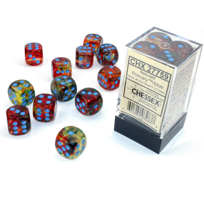 CHESSEX Nebula 12D6 Primary / Blue 16MM (CHX27759) | Eastridge Sports Cards & Games