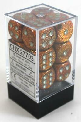 CHESSEX Glitter 12D6 Gold/Silver 16MM (CHX27703) | Eastridge Sports Cards & Games