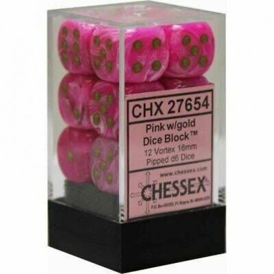 CHESSEX Vortex 12D6 Pink/Gold 16MM (CHX27654) | Eastridge Sports Cards & Games