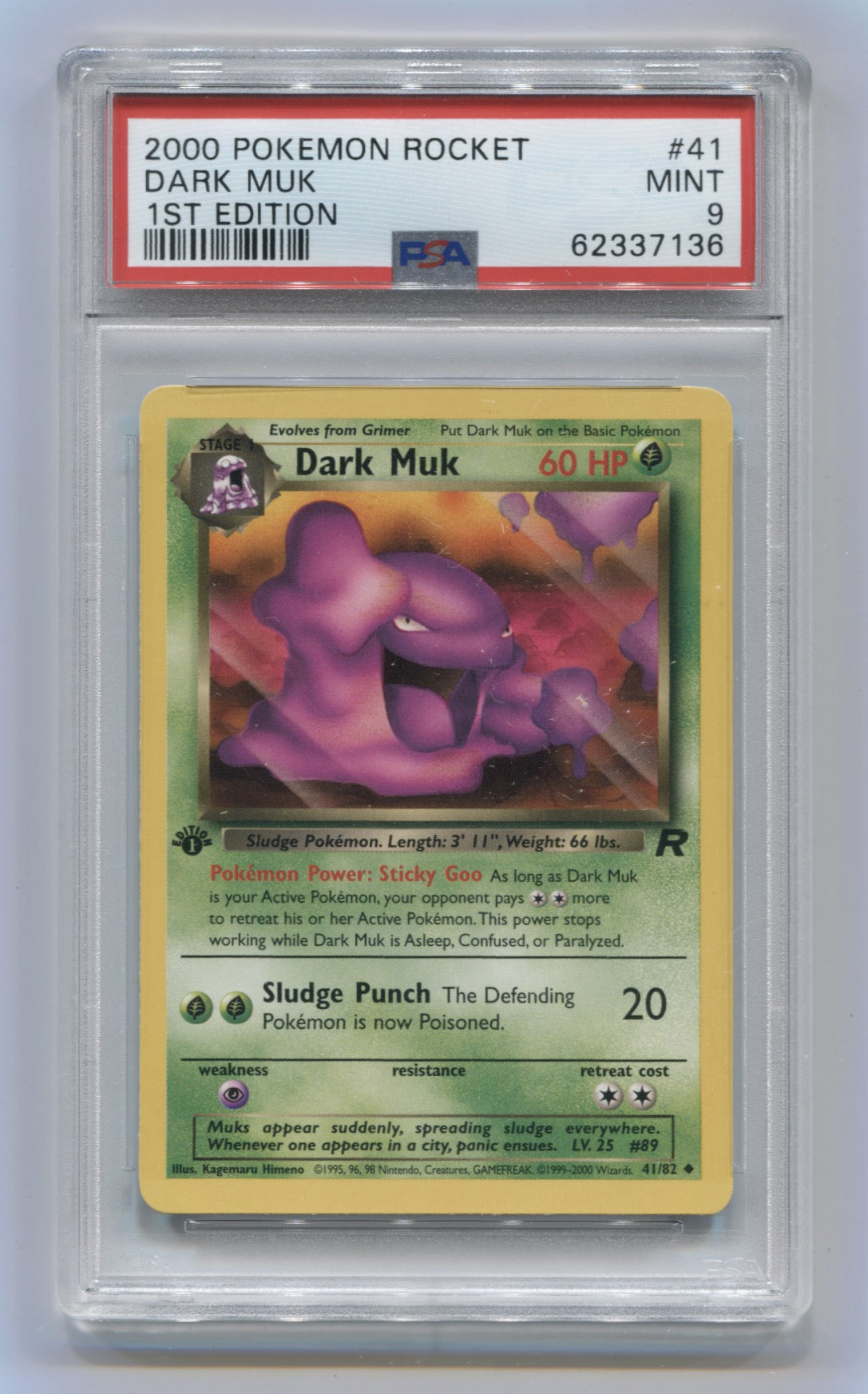 2000 Pokemon Rocket 1st Edition #41 Dark Muk PSA 9 | Eastridge Sports Cards & Games