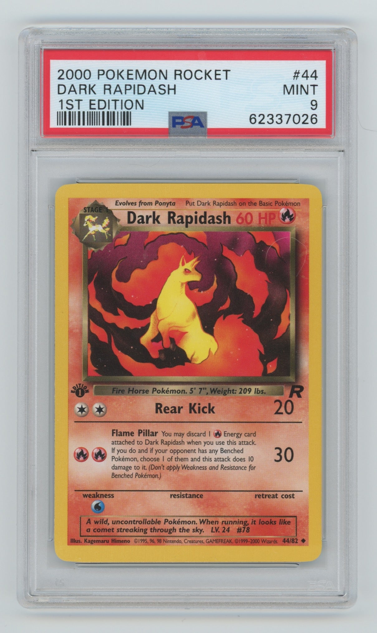 2000 Pokemon Rocket 1st Edition #44 Dark Rapidash PSA 9 | Eastridge Sports Cards & Games