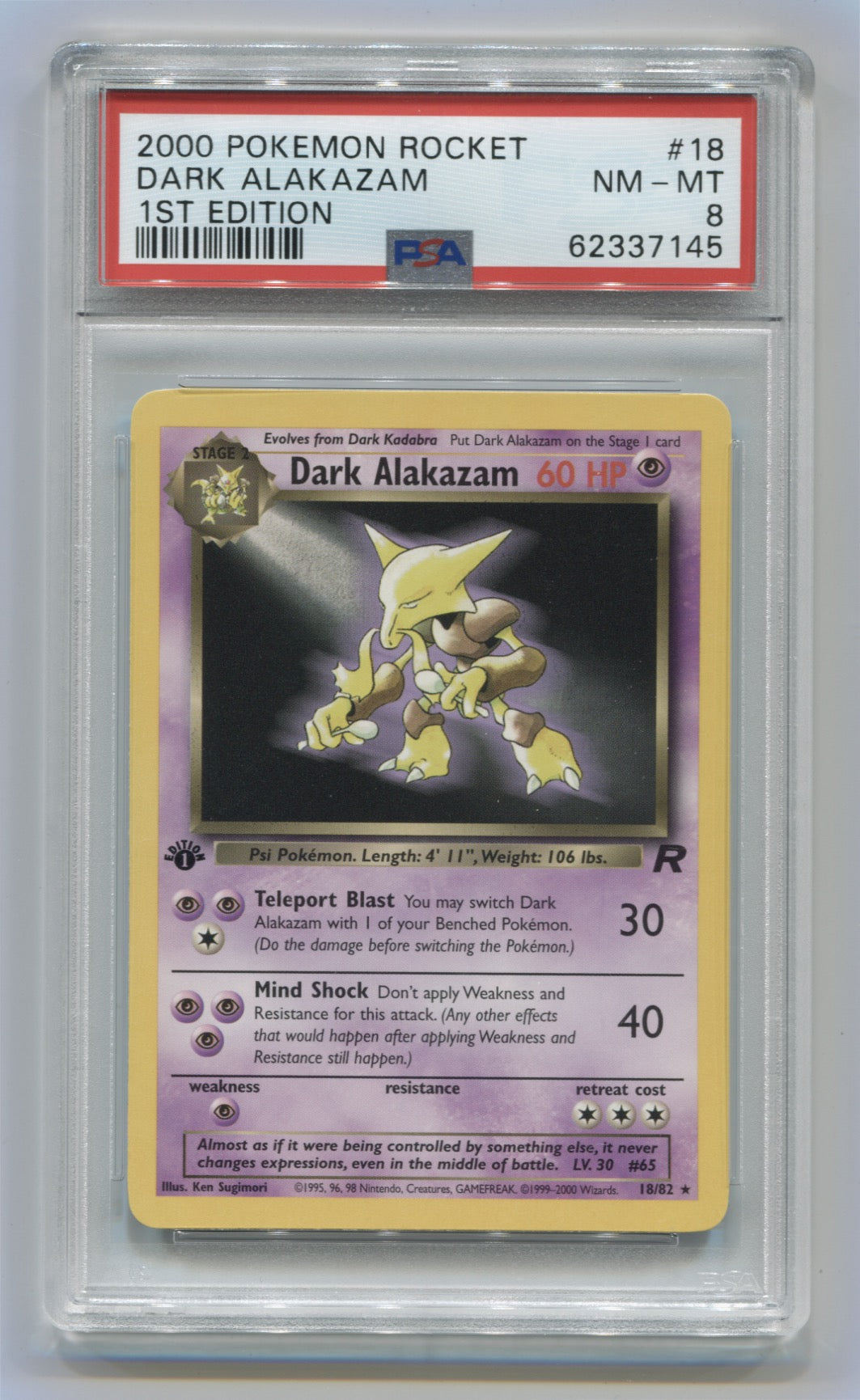2000 Pokemon Rocket 1st Edition #18 Dark Alakazam PSA 8 | Eastridge Sports Cards & Games