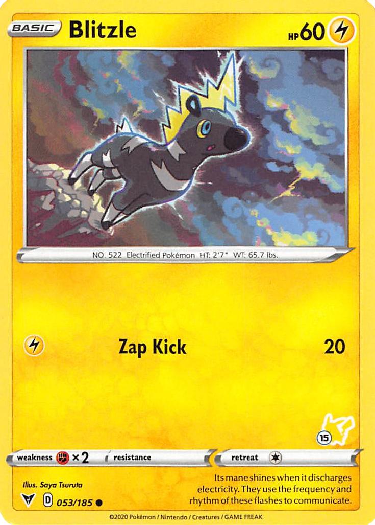 Blitzle (053/185) (Pikachu Stamp #15) [Battle Academy 2022] | Eastridge Sports Cards & Games