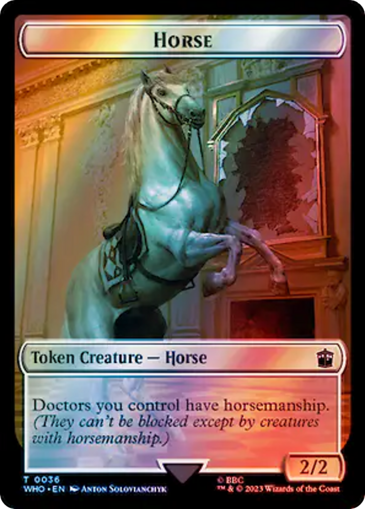 Horse // Clue (0053) Double-Sided Token (Surge Foil) [Doctor Who Tokens] | Eastridge Sports Cards & Games