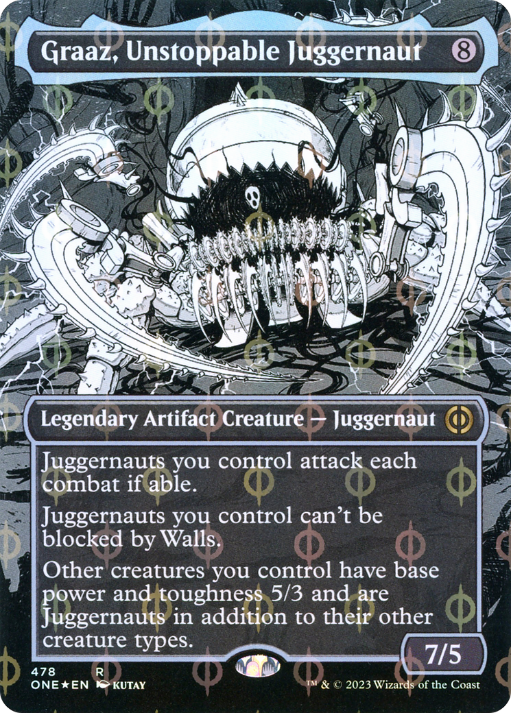 Graaz, Unstoppable Juggernaut (Borderless Manga Step-and-Compleat Foil) [Phyrexia: All Will Be One] | Eastridge Sports Cards & Games