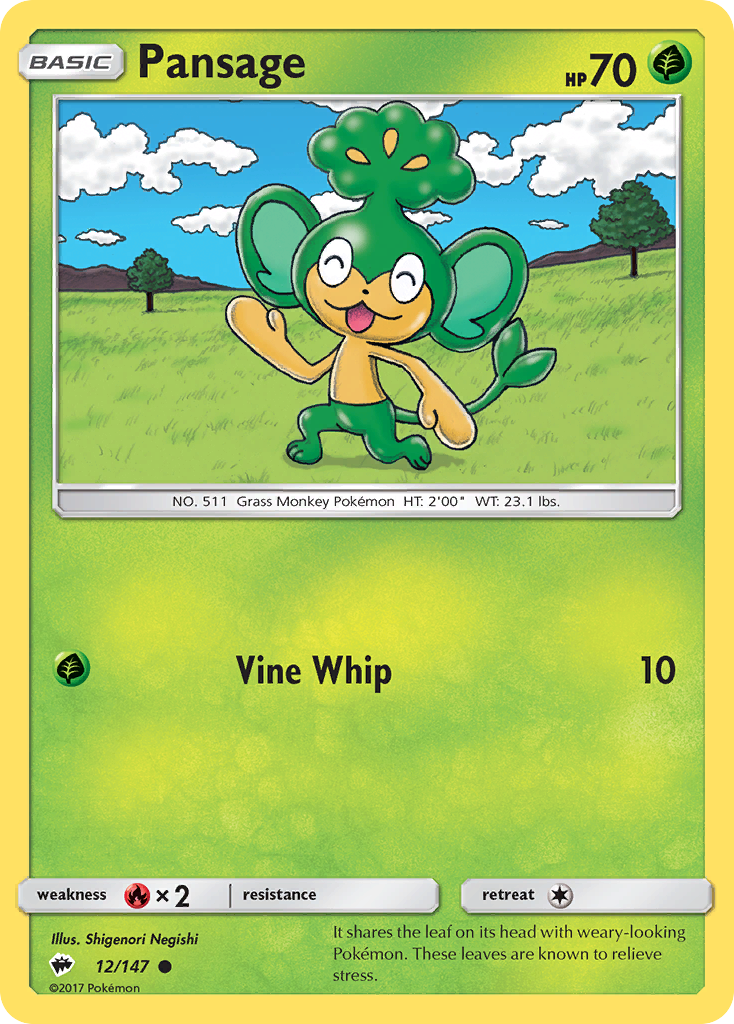 Pansage (12/147) [Sun & Moon: Burning Shadows] | Eastridge Sports Cards & Games