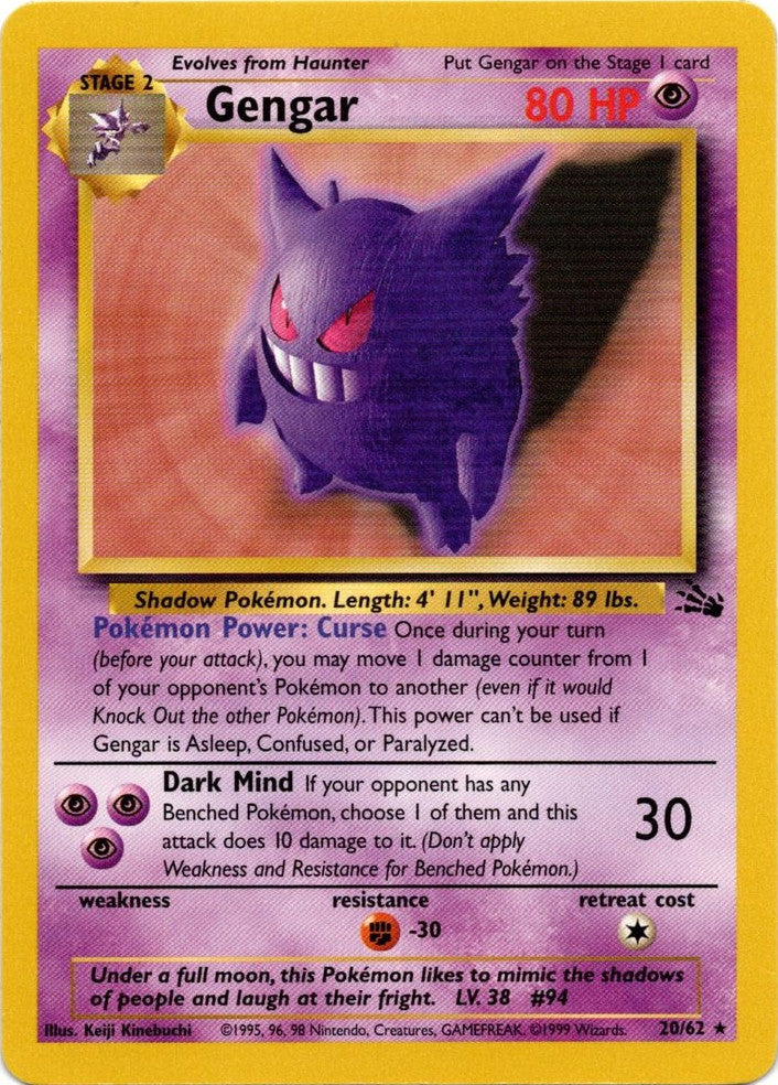 Gengar (20/62) [Fossil Unlimited] | Eastridge Sports Cards & Games