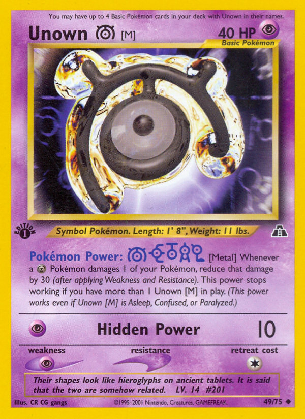 Unown [M] (49/75) [Neo Discovery 1st Edition] | Eastridge Sports Cards & Games