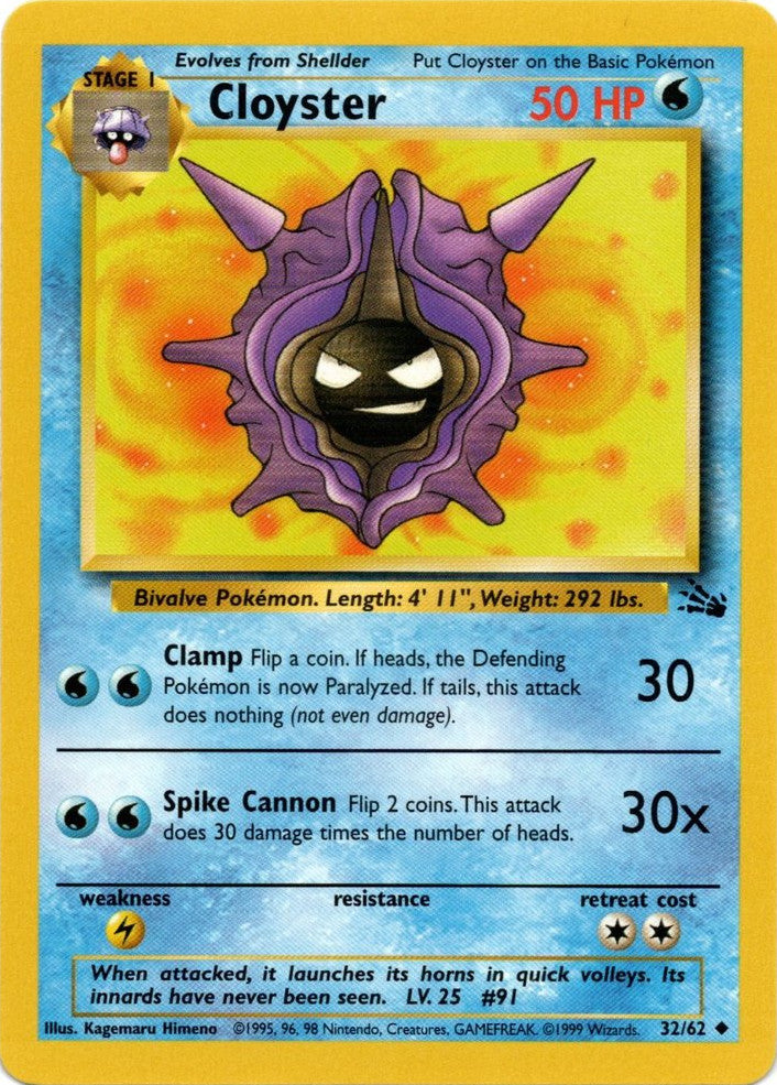 Cloyster (32/62) [Fossil Unlimited] | Eastridge Sports Cards & Games