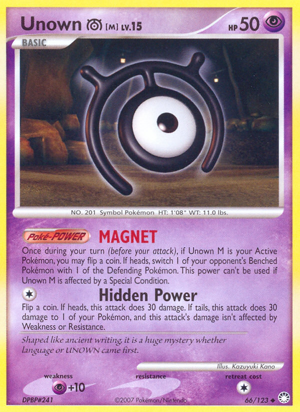 Unown M (66/123) [Diamond & Pearl: Mysterious Treasures] | Eastridge Sports Cards & Games