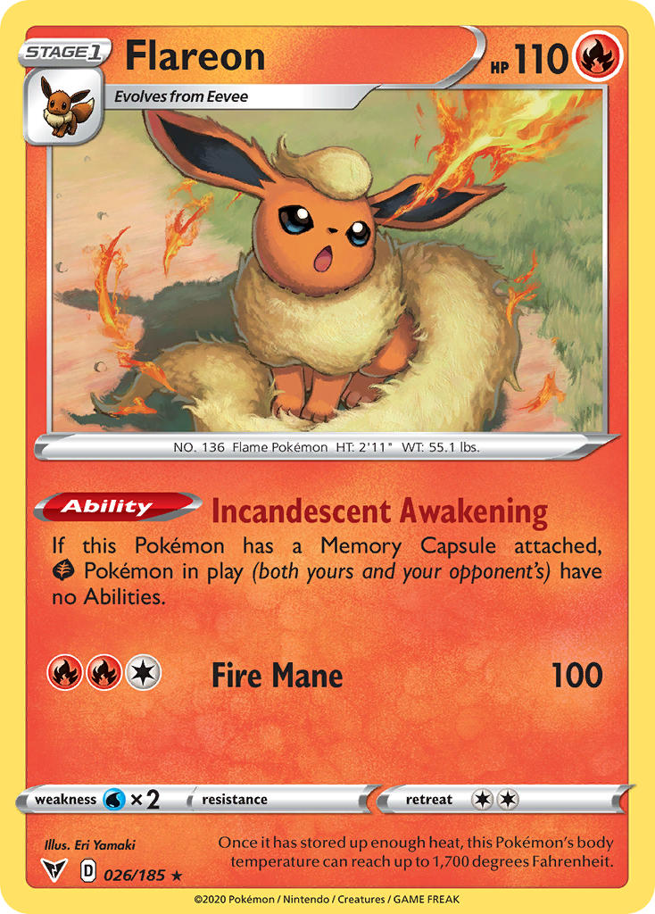 Flareon (026/185) [Sword & Shield: Vivid Voltage] | Eastridge Sports Cards & Games