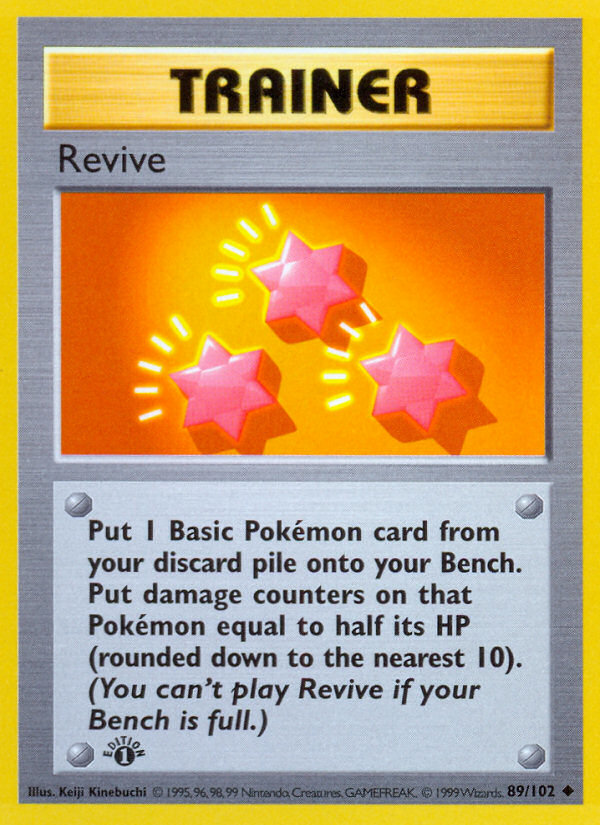 Revive (89/102) (Shadowless) [Base Set 1st Edition] | Eastridge Sports Cards & Games