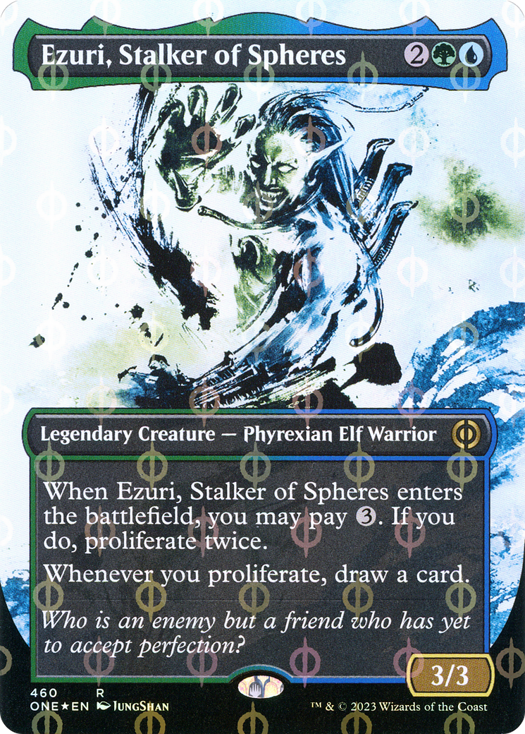 Ezuri, Stalker of Spheres (Borderless Ichor Step-and-Compleat Foil) [Phyrexia: All Will Be One] | Eastridge Sports Cards & Games