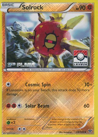 Solrock (64/146) (2nd Place League Challenge Promo) [XY: Base Set] | Eastridge Sports Cards & Games