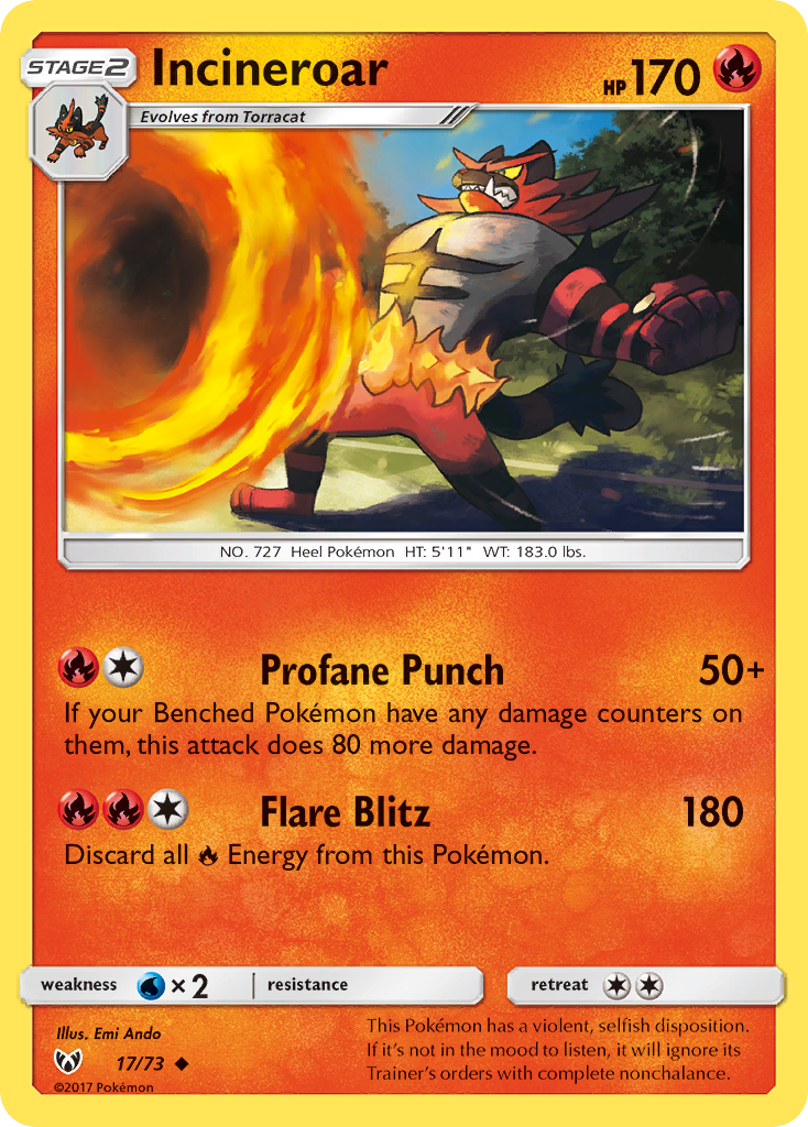 Incineroar (17/73) [Sun & Moon: Shining Legends] | Eastridge Sports Cards & Games