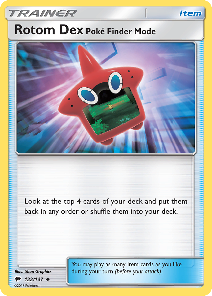 Rotom Dex Poke Finder Mode (122/147) [Sun & Moon: Burning Shadows] | Eastridge Sports Cards & Games