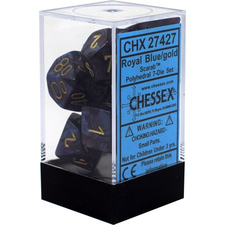 CHESSEX SCARAB 7-DIE SET ROYAL BLUE/GOLD (CHX27427) | Eastridge Sports Cards & Games