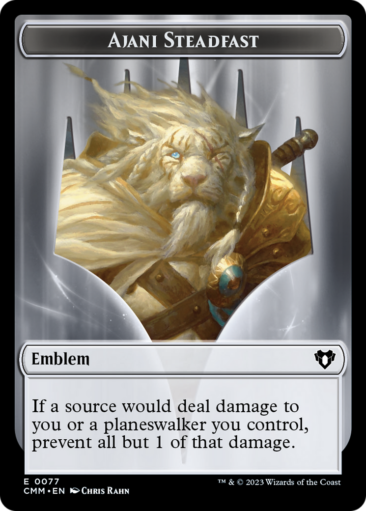 Ajani Steadfast Emblem // Wizard Double-Sided Token [Commander Masters Tokens] | Eastridge Sports Cards & Games