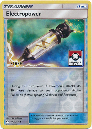 Electropower (172/214) (League Promo Staff) [Sun & Moon: Lost Thunder] | Eastridge Sports Cards & Games