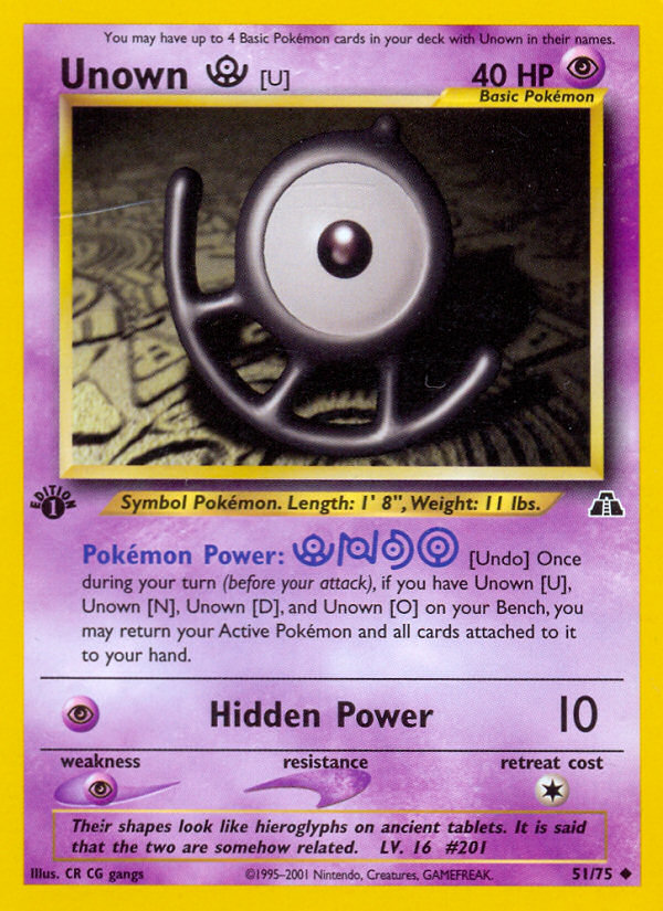 Unown [U] (51/75) [Neo Discovery 1st Edition] | Eastridge Sports Cards & Games