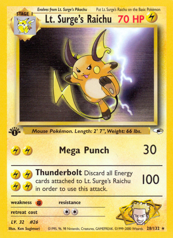 Lt. Surge's Raichu (28/132) [Gym Heroes 1st Edition] | Eastridge Sports Cards & Games