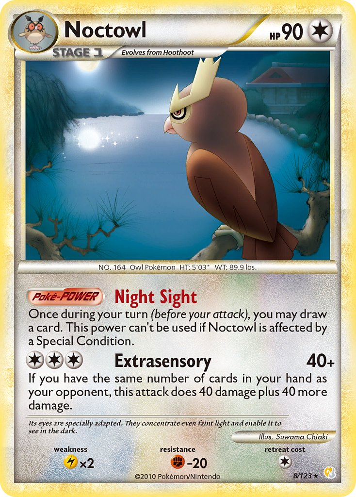 Noctowl (8/123) (Theme Deck Exclusive) [HeartGold & SoulSilver: Base Set] | Eastridge Sports Cards & Games