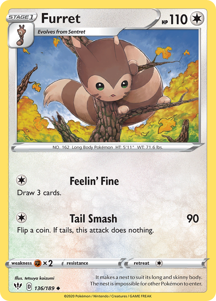 Furret (136/189) [Sword & Shield: Darkness Ablaze] | Eastridge Sports Cards & Games