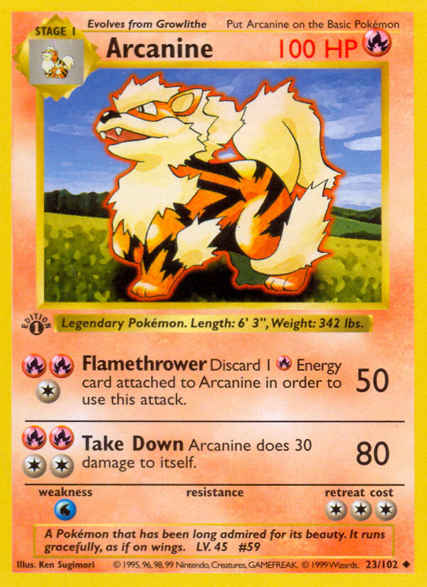 Arcanine (23/102) (Shadowless) [Base Set 1st Edition] | Eastridge Sports Cards & Games