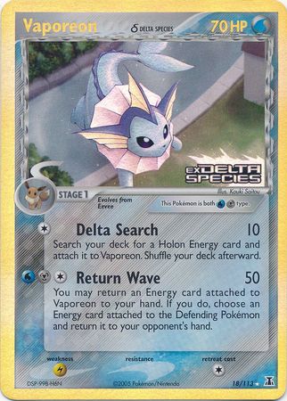 Vaporeon (18/113) (Delta Species) (Stamped) [EX: Delta Species] | Eastridge Sports Cards & Games