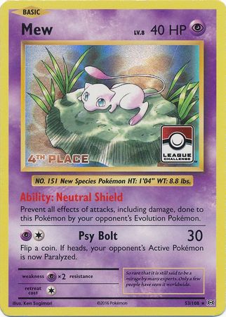 Mew (53/108) (League Promo 4th Place) [XY: Evolutions] | Eastridge Sports Cards & Games