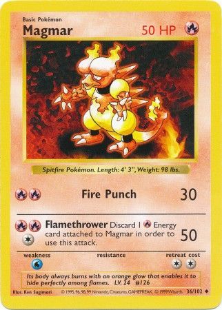 Magmar (36/102) [Base Set Shadowless Unlimited] | Eastridge Sports Cards & Games