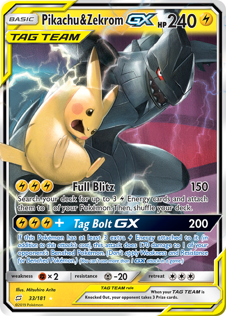 Pikachu & Zekrom GX (33/181) [Sun & Moon: Team Up] | Eastridge Sports Cards & Games