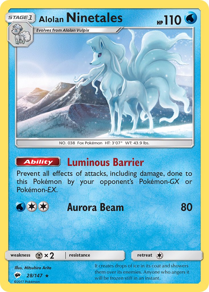 Alolan Ninetales (28/147) (Cracked Ice Holo) (Theme Deck Exclusive) [Sun & Moon: Burning Shadows] | Eastridge Sports Cards & Games