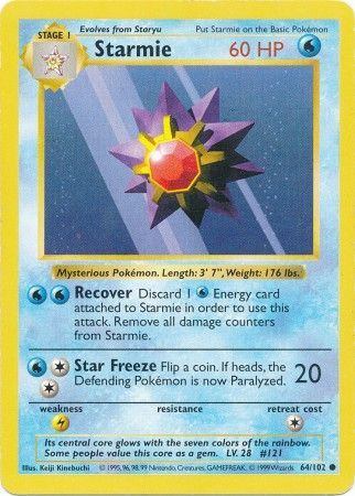 Starmie (64/102) [Base Set Shadowless Unlimited] | Eastridge Sports Cards & Games