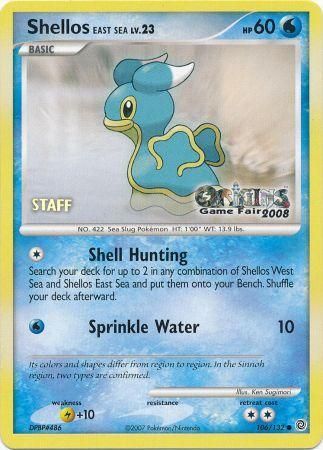 Shellos East Sea (106/132) (Origins Game Fair 2008 Staff) [Nintendo: Black Star Promos] | Eastridge Sports Cards & Games