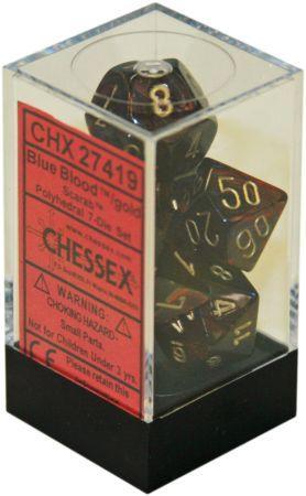 CHESSEX SCARAB 7-DIE SET BLUE BLOOD/GOLD (CHX27419) | Eastridge Sports Cards & Games