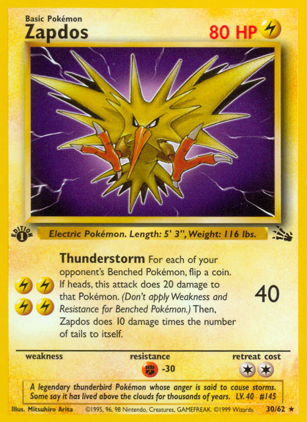 Zapdos (30/62) [Fossil 1st Edition] | Eastridge Sports Cards & Games