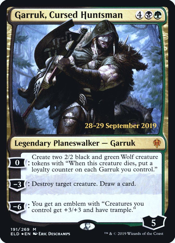 Garruk, Cursed Huntsman  [Throne of Eldraine Prerelease Promos] | Eastridge Sports Cards & Games